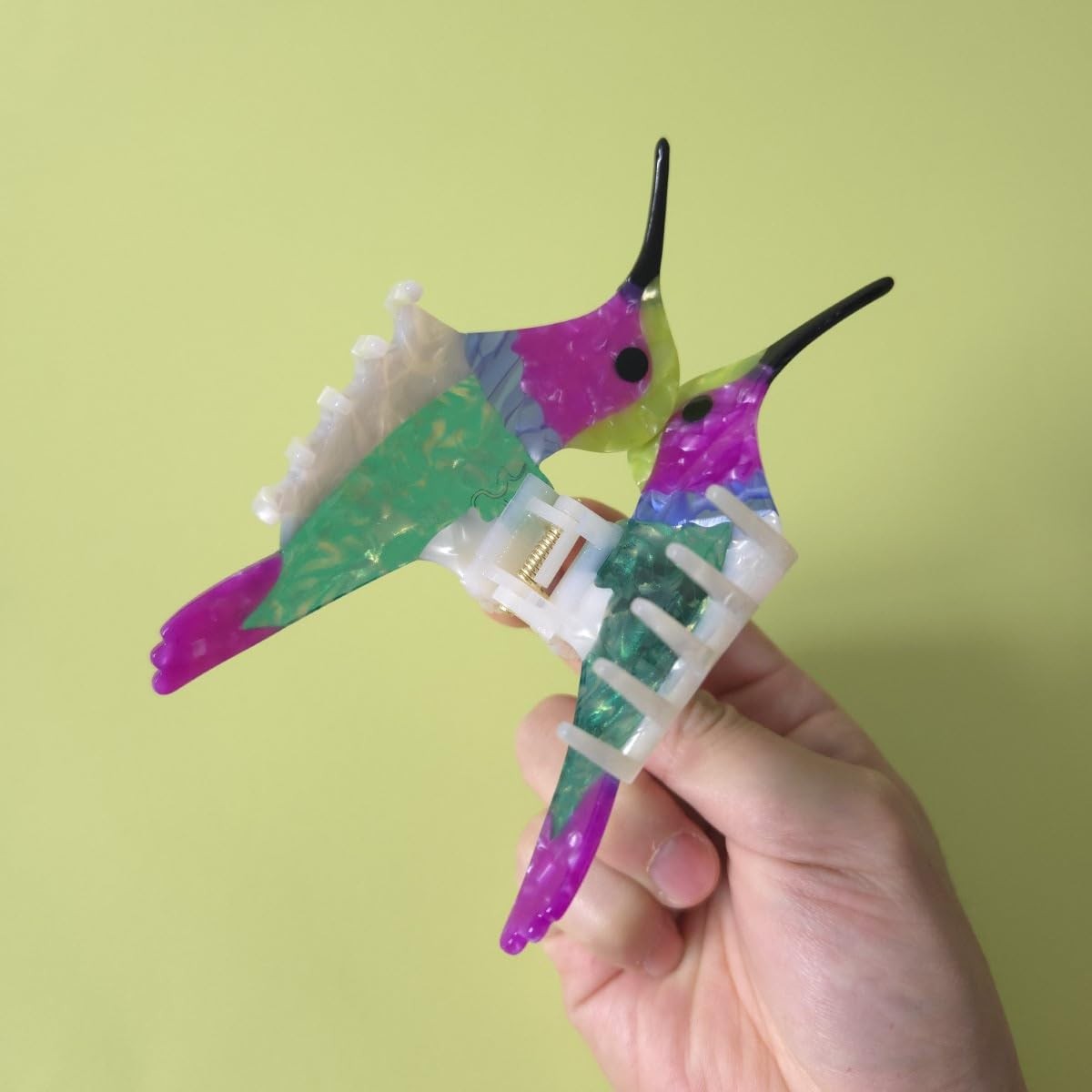 Cute Hummingbird Hair Clips,Funny Acetate Bird 1 Count (Pack of 1), Green