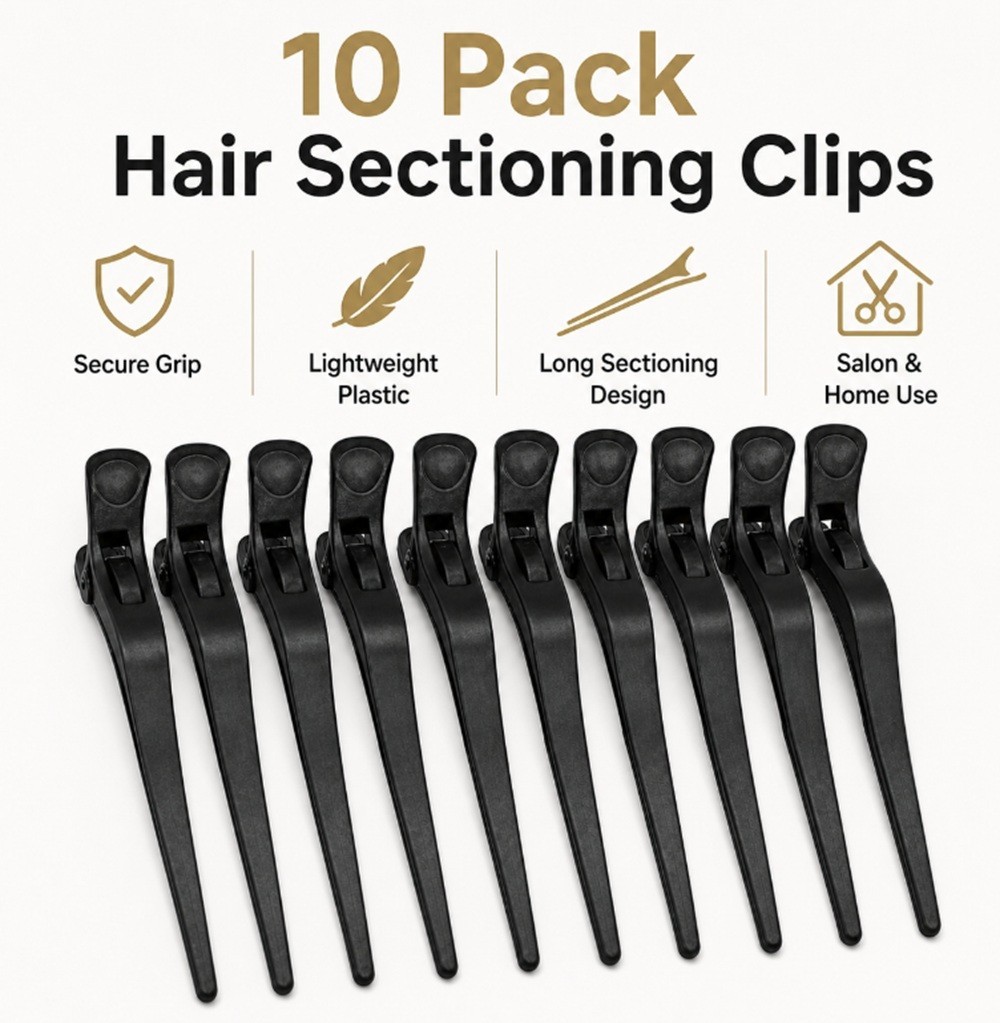 10-Pack Salon Croc Hair Clips – Non-Slip Styling Clamps for Thick Hair