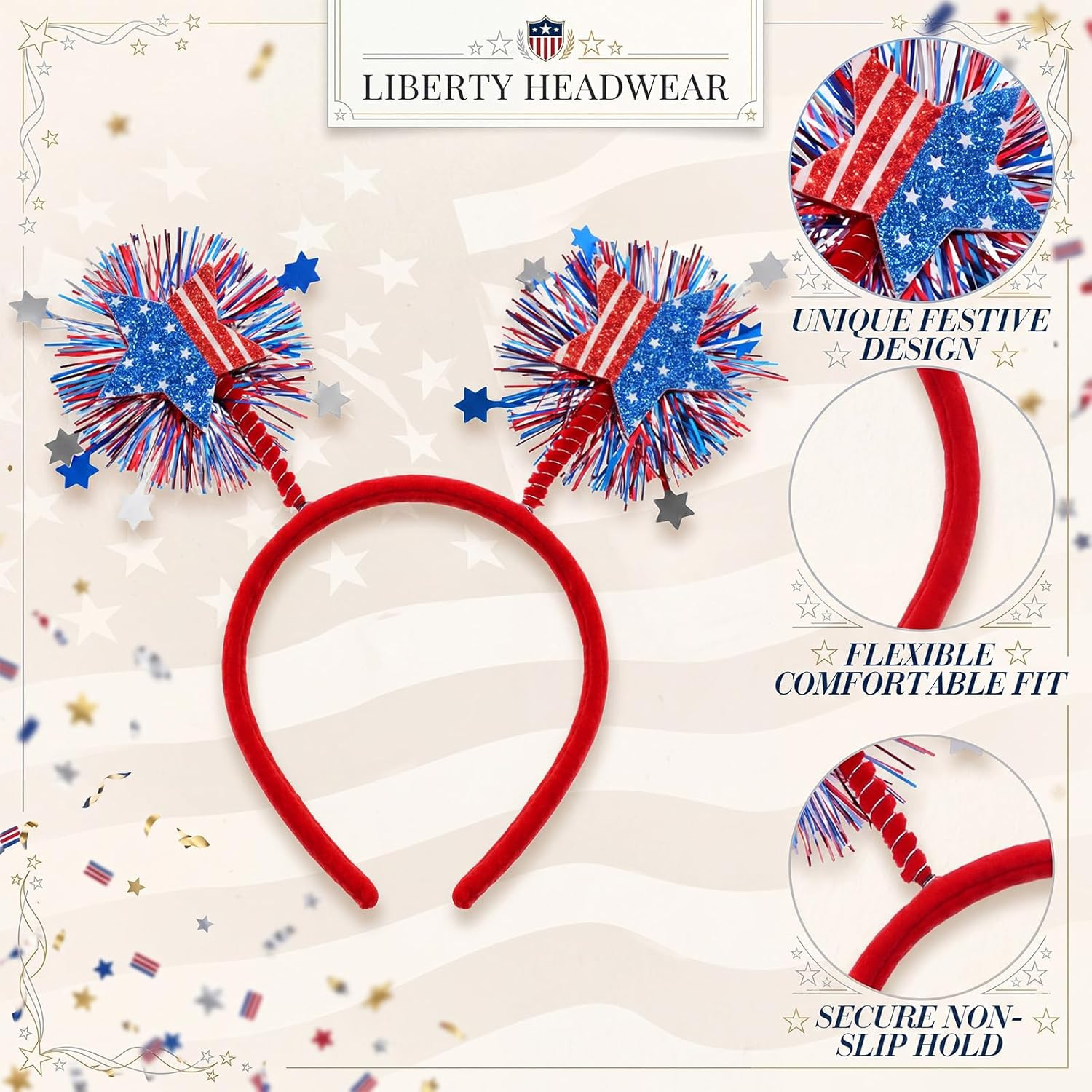 6/12 Pack 4Th of July Headband Independence Day Patriotic Star Headband Red Whit