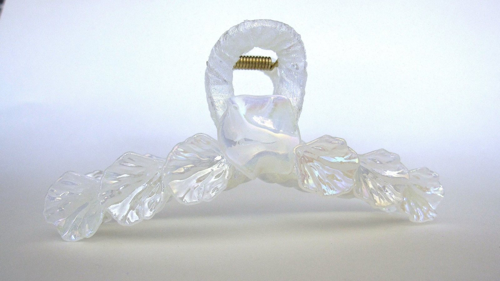 Large or medium pearly white iridescent shell design hair claw clip