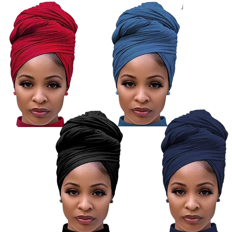 Stretch Jersey Head Wrap Stretchy Knit Turban Headwraps Long Hair Scarf Urban Af