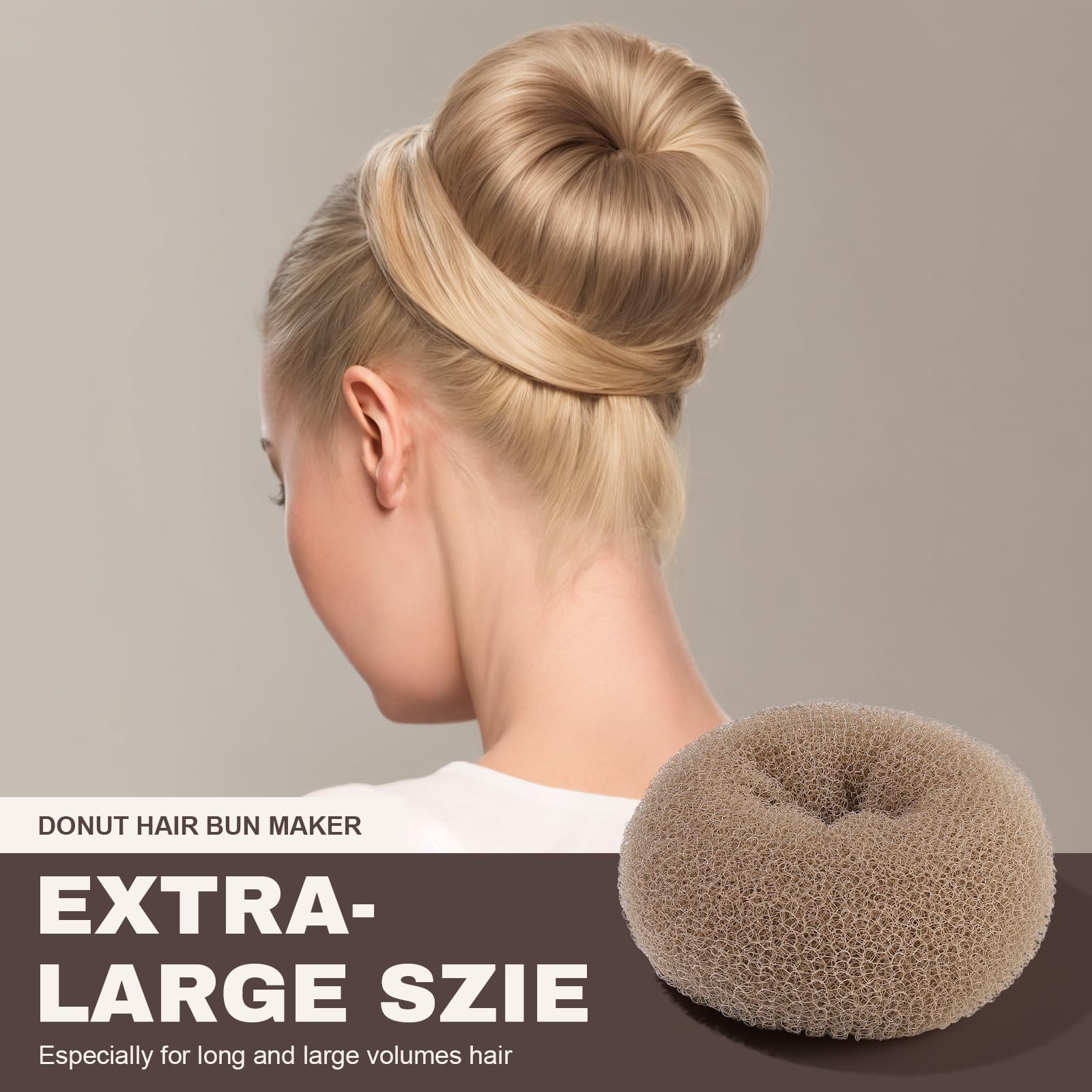 Teenitor Hair Bun Shaper Set, 4pcs Donut Tan Brown