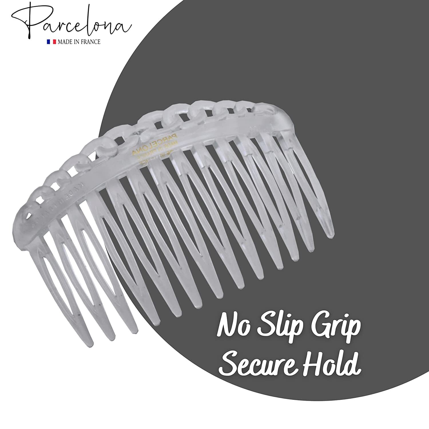 Parcelona French Loop Edge Clear Small 2 3/4″ Celluloid Side Hair Combs (2 Pcs)