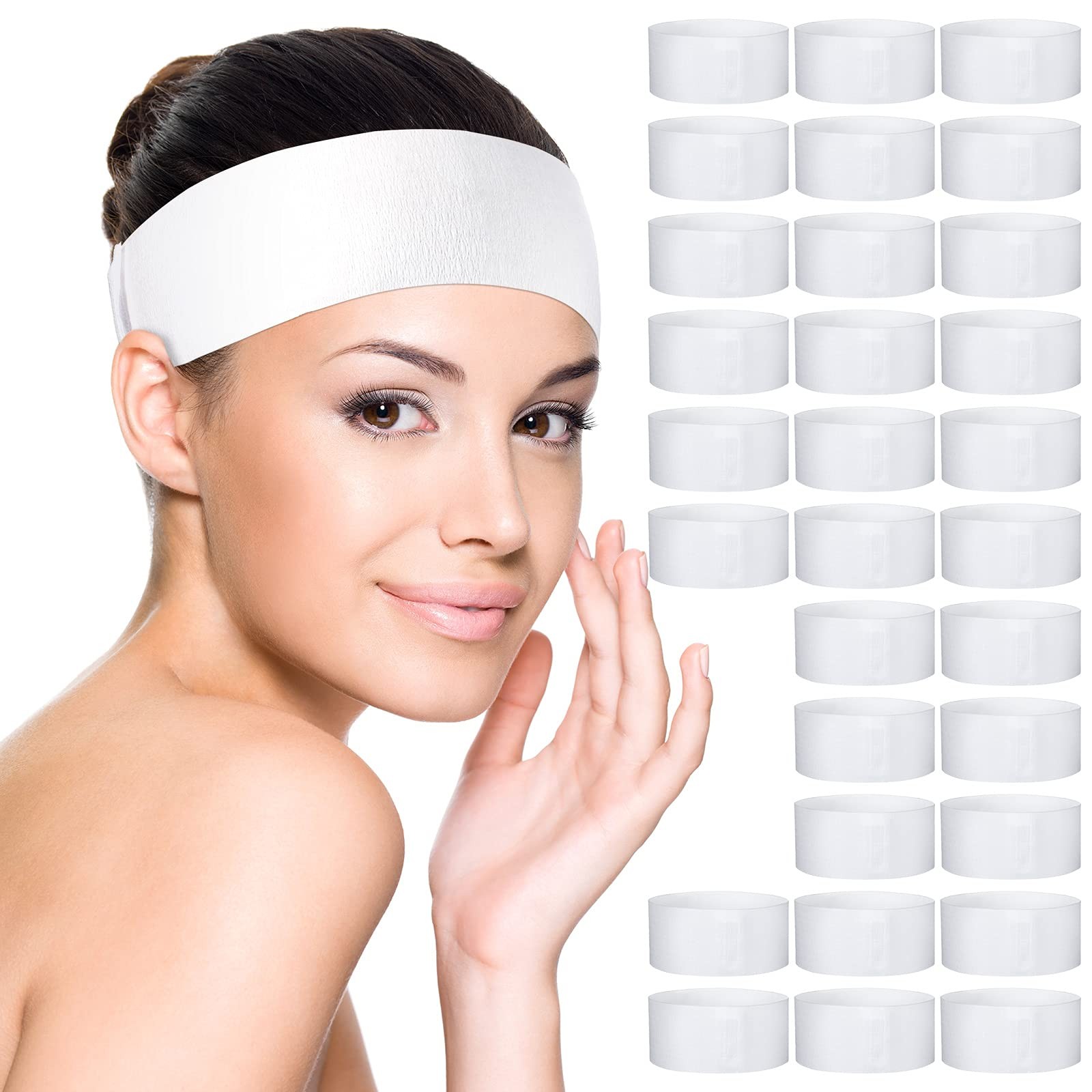140 Pieces Disposable Spa Facial Headbands with Convenient Closure, Stretch F…