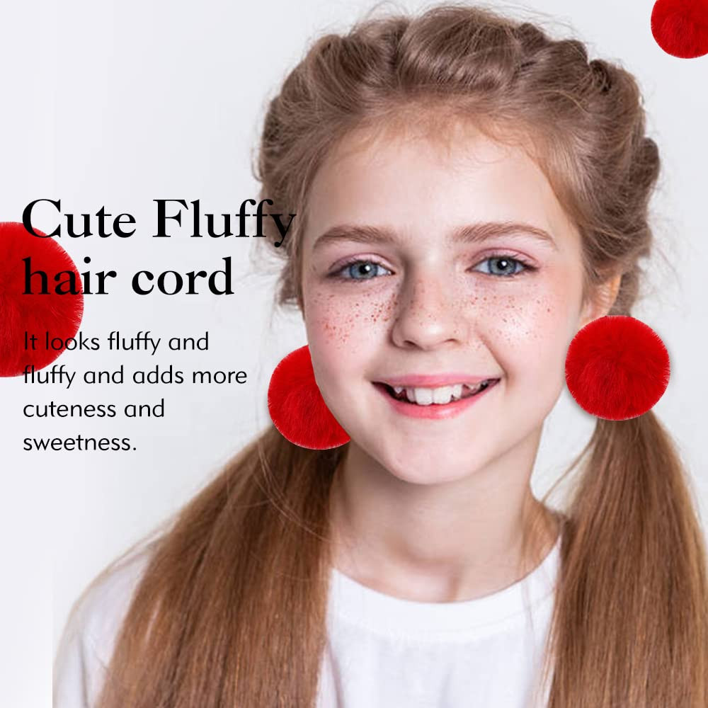 24 Pack Candy Colors Cute Fuzzy Pompom Hair Ties Scrunchies Pom Pom Elastics Pig