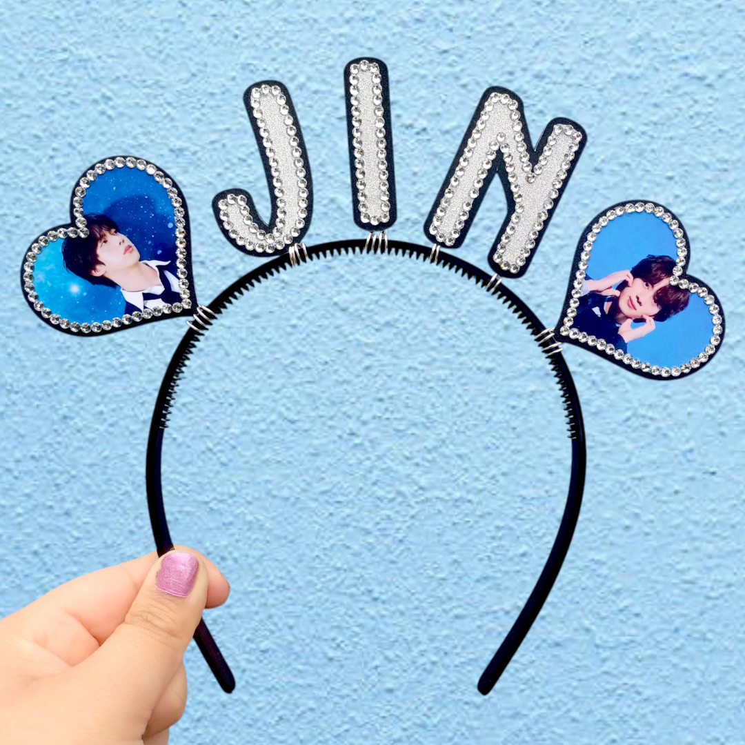 KPOP Name Headband Hair Banner ANY NAME Concert Rhinestone Custom Personalized