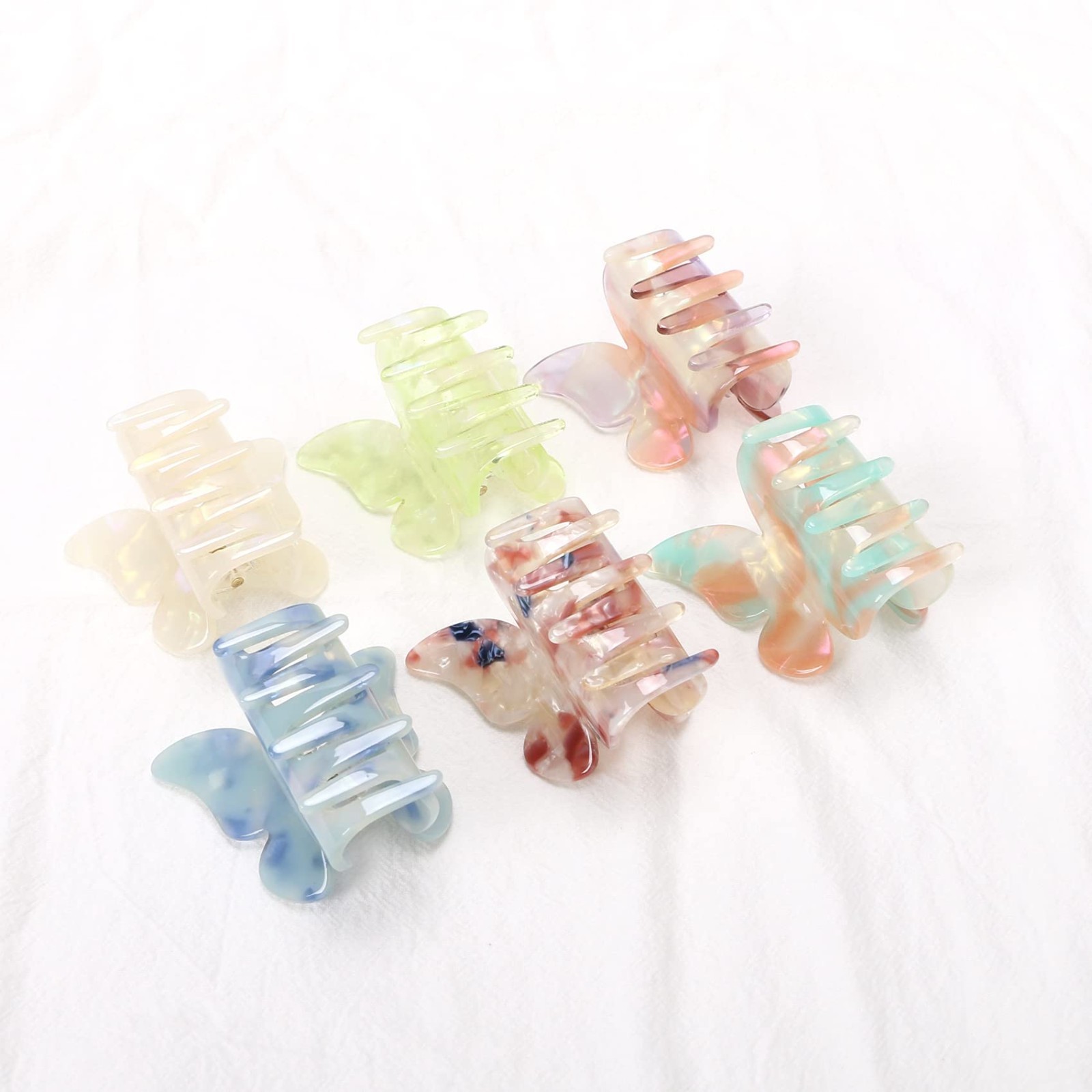 Butterfly Tortoise Shell Hair Claw Clips – 6 Pack Jaw Clips for Girls & Women