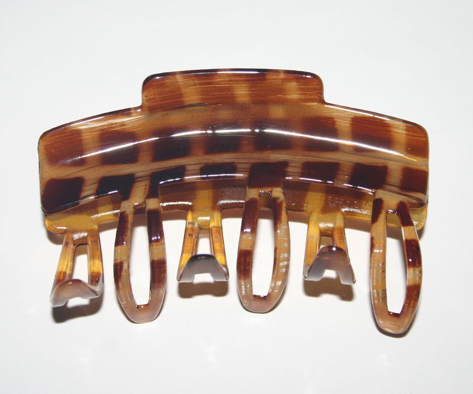 Hair Claw Looped 6 Prong Unique Curved Rectangle Jaw Clip Pattern Made in France