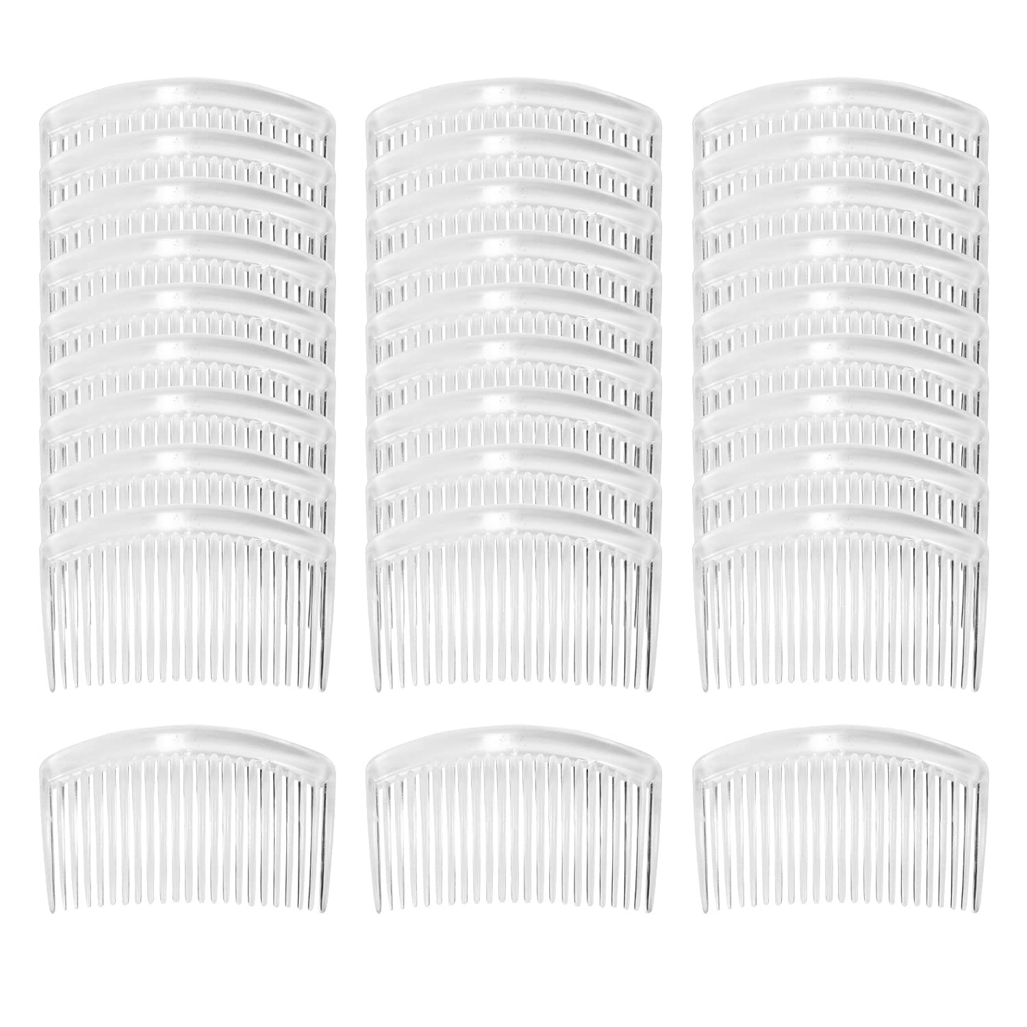 Cinaci 30 Pack 3 Inch White Clear Plastic French Hair Side Combs Wedding Bridal