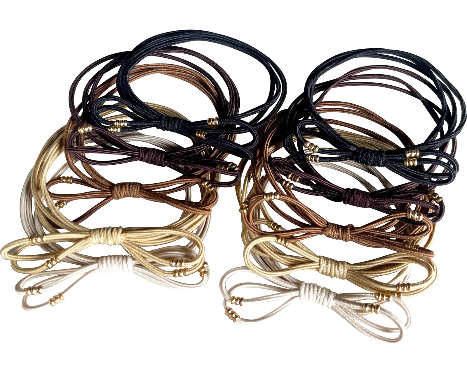 Fashion Bow Hair Ties with Golden Beads, Thin Hair Elastics Tie Korean, Basic…
