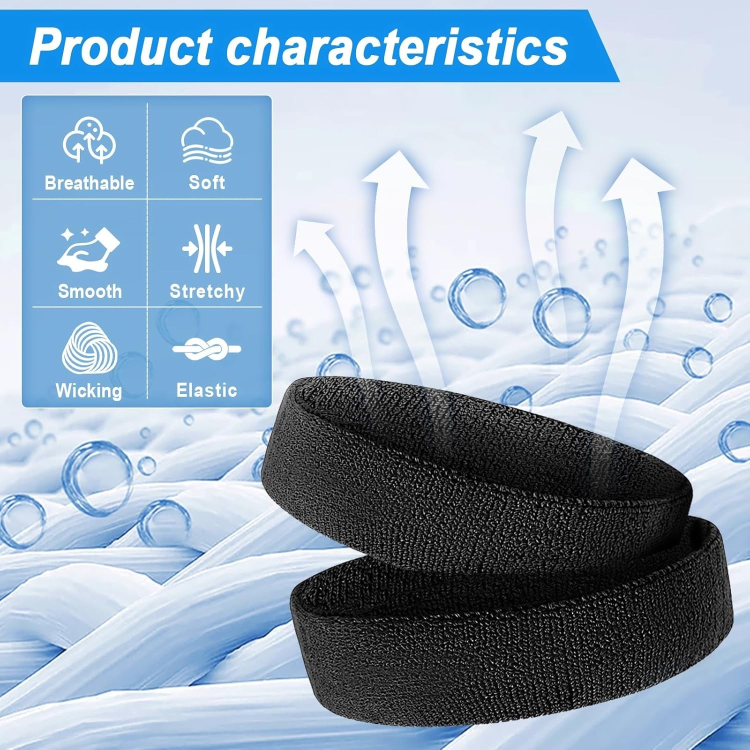 3 Pack Men & Women Sweatband Headband Terry Cloth Moisture Wicking for Sports