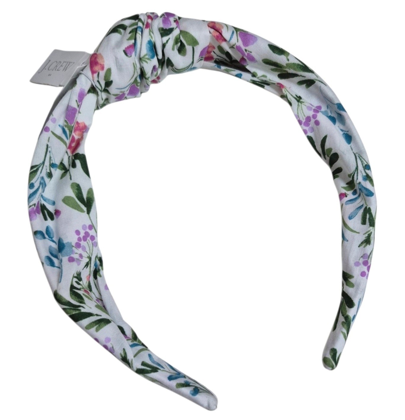 J.Crew Factory Floral Printed Knot Headband Bright White Lilac Multi BS235 New