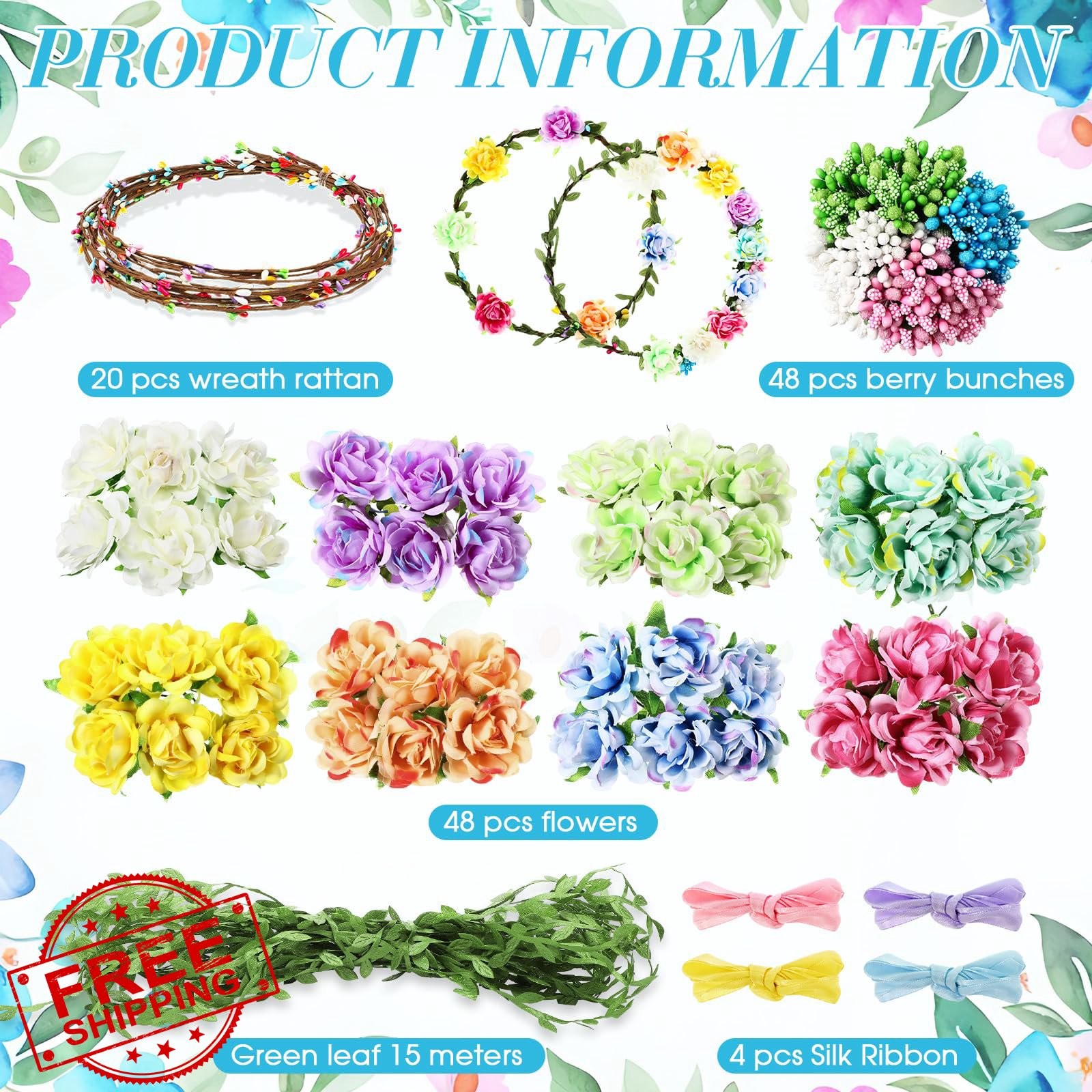 Zeyune Flower Crown Making Kit 20 Sets Spring Tea Party DIY Headband Garland