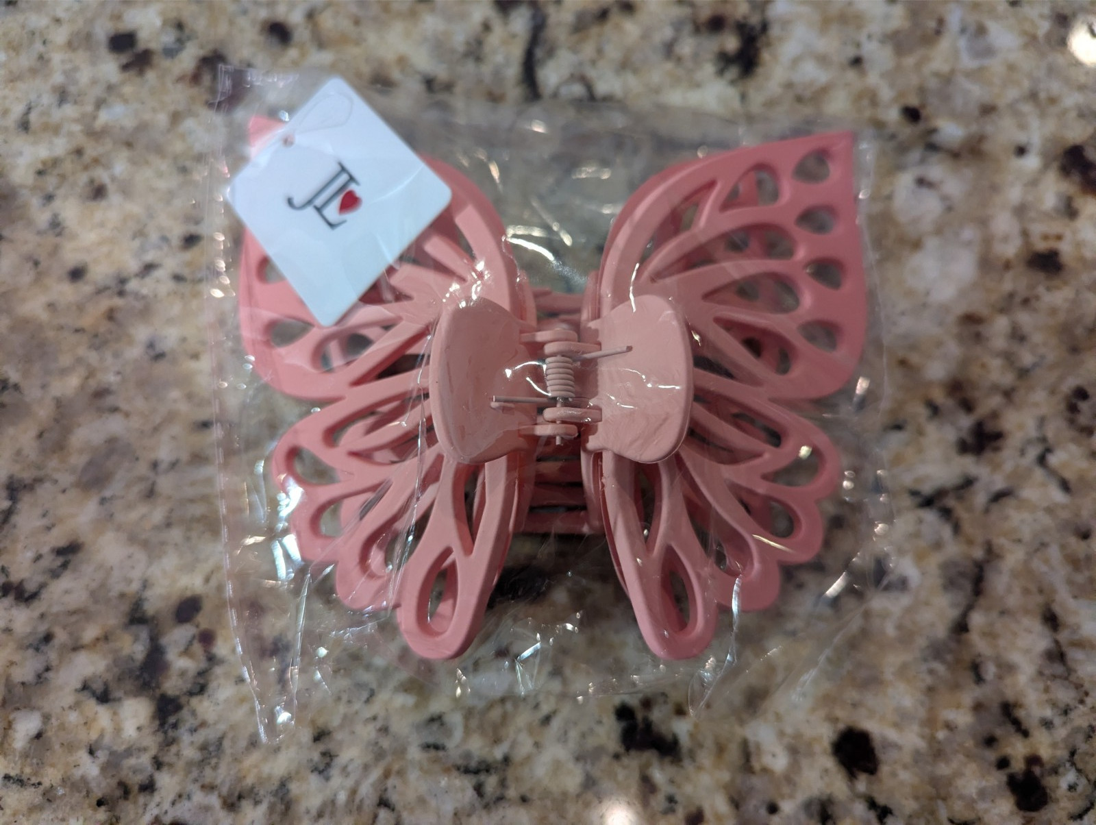 2 Pack JL 6″ Girls Large Butterfly Hair Claw Clip Black Tan