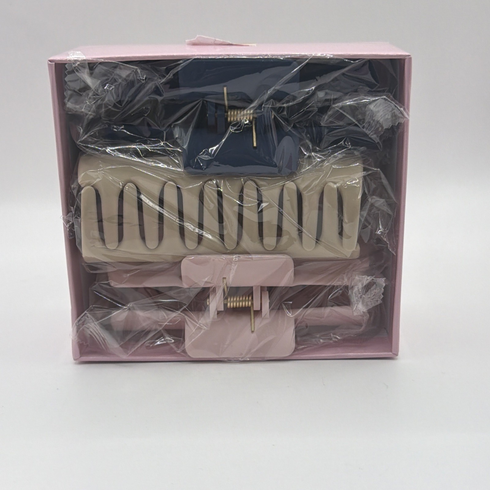 Cute Beauty Things Inside 3 Piece Hair Claw Clips Color Mat Blue Beige Pink O
