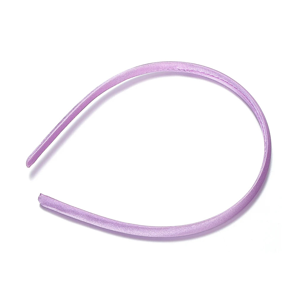 10Pcs Fashion Satin Solid Color Headband Colorful Fabric Covered Thin Plastic Ha