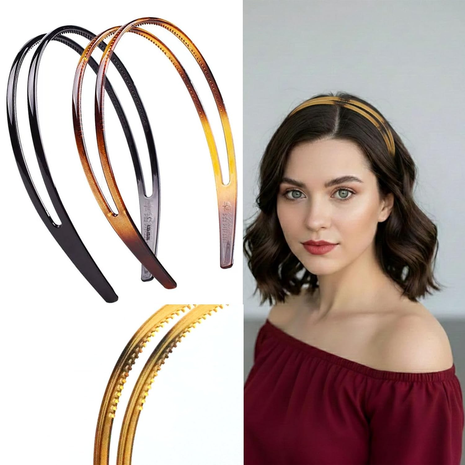 6 PCS Zig Zag Headbands Set Plastic Hair Head Band Comb Hoop Hair Accessories