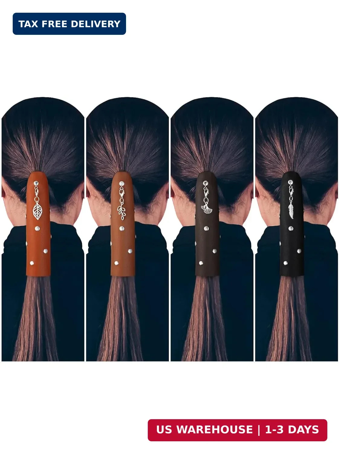 Yinkin 4 Pcs Leather Hair Wrap Motorcycle Ponytail Hair Wrap Ties for Woman PU P