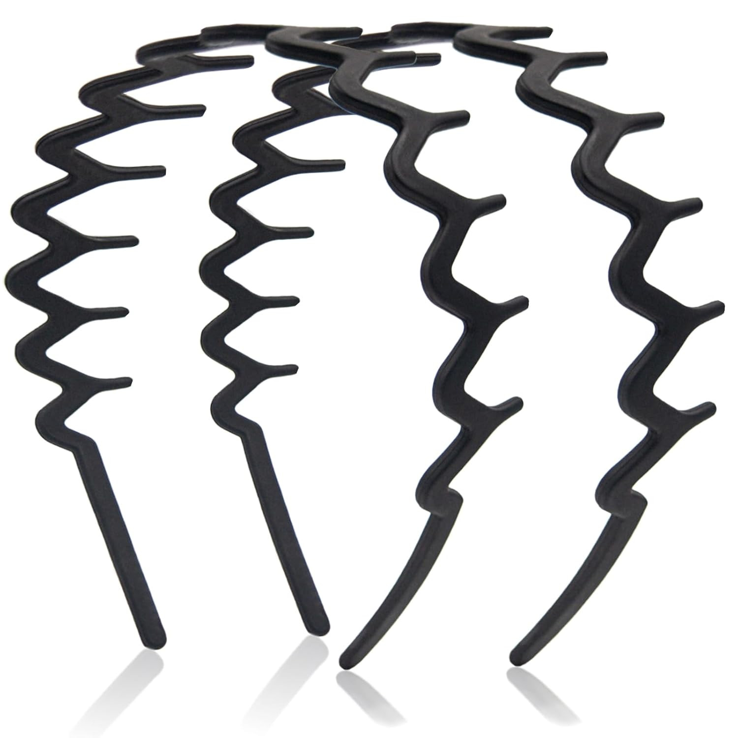 Zig Zag Headbands for Women Men, Non-Slip Plastic Wavy Headband with Teeth Comb