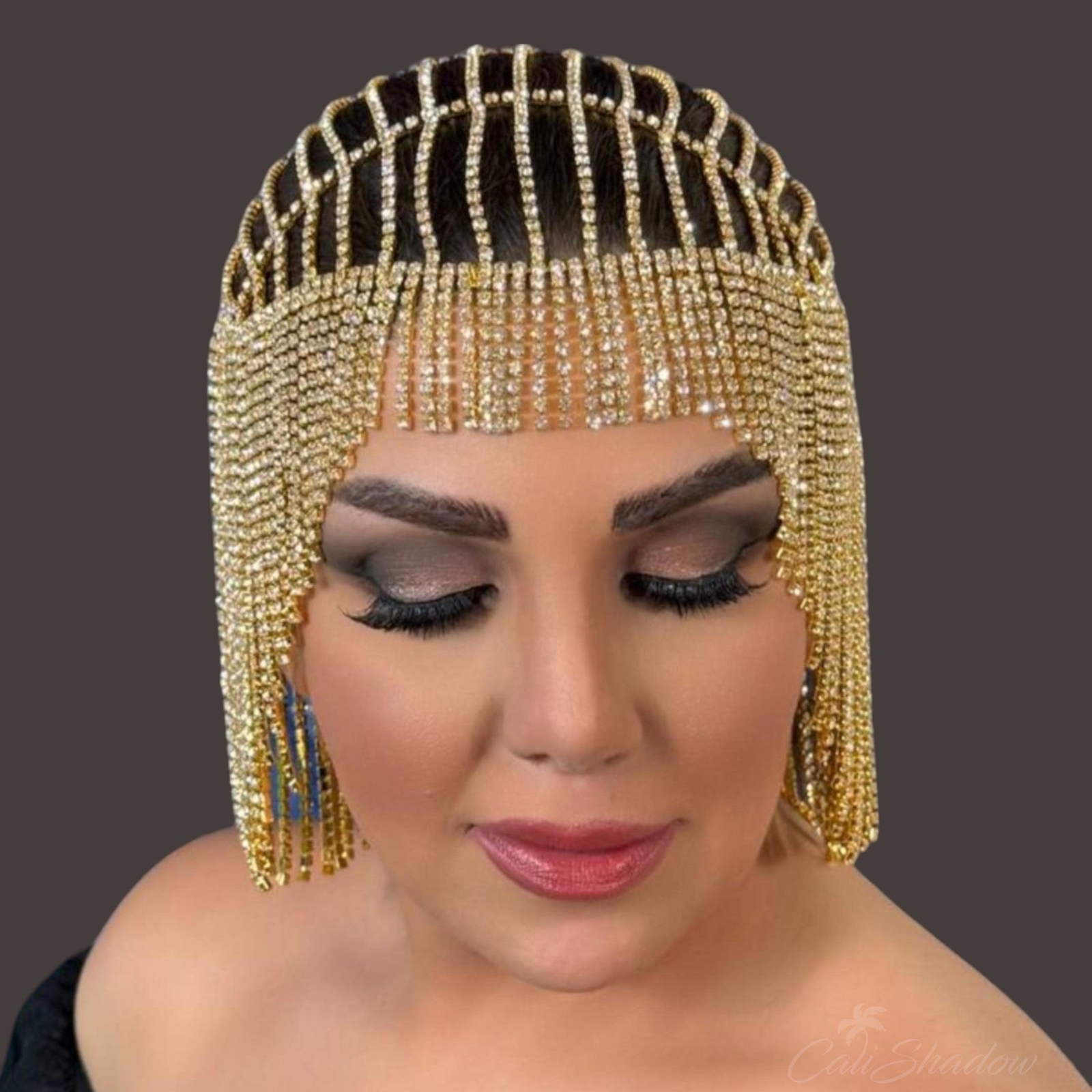 Crystal Tassel Hair Chain Head for Women Backside Forehead Flapper Cap Headband