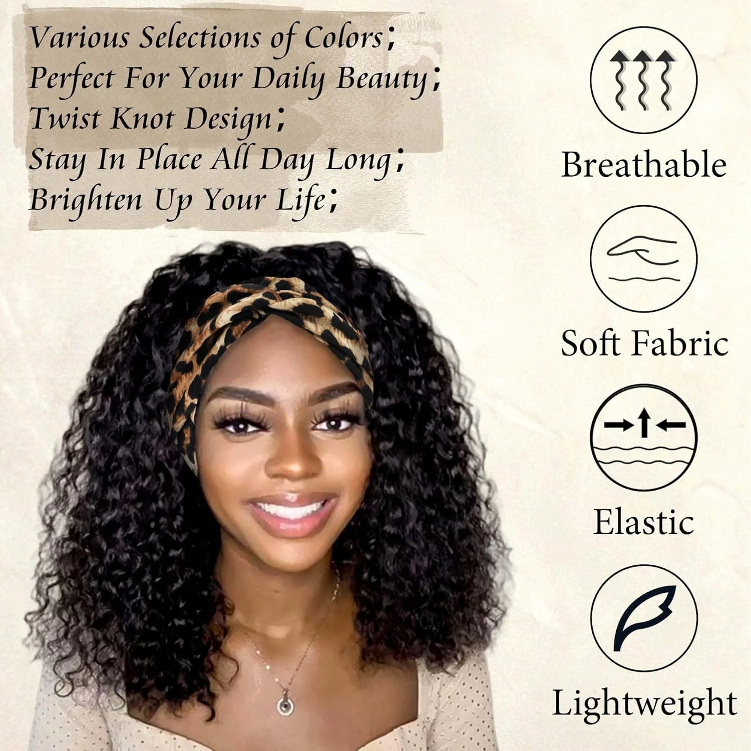 4 Pack Wide Headbands for Women Cute Boho Headband Stripe Knotted Turban Head Ba