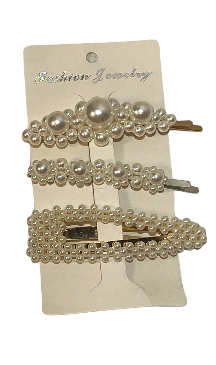 3 Piece Pearl Hair Clips Accessories Various Styles Slide Holiday Wedding Prom