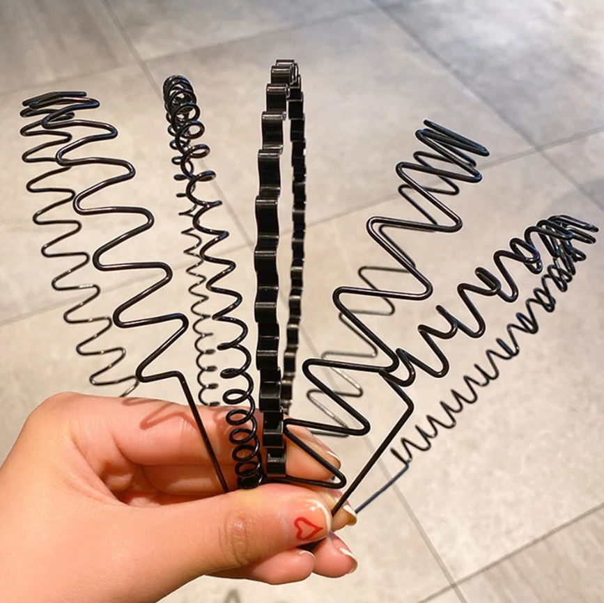5pcs Metal Wave Hair Bands Non-Slip Universal Headbands for Men & Women – NEW