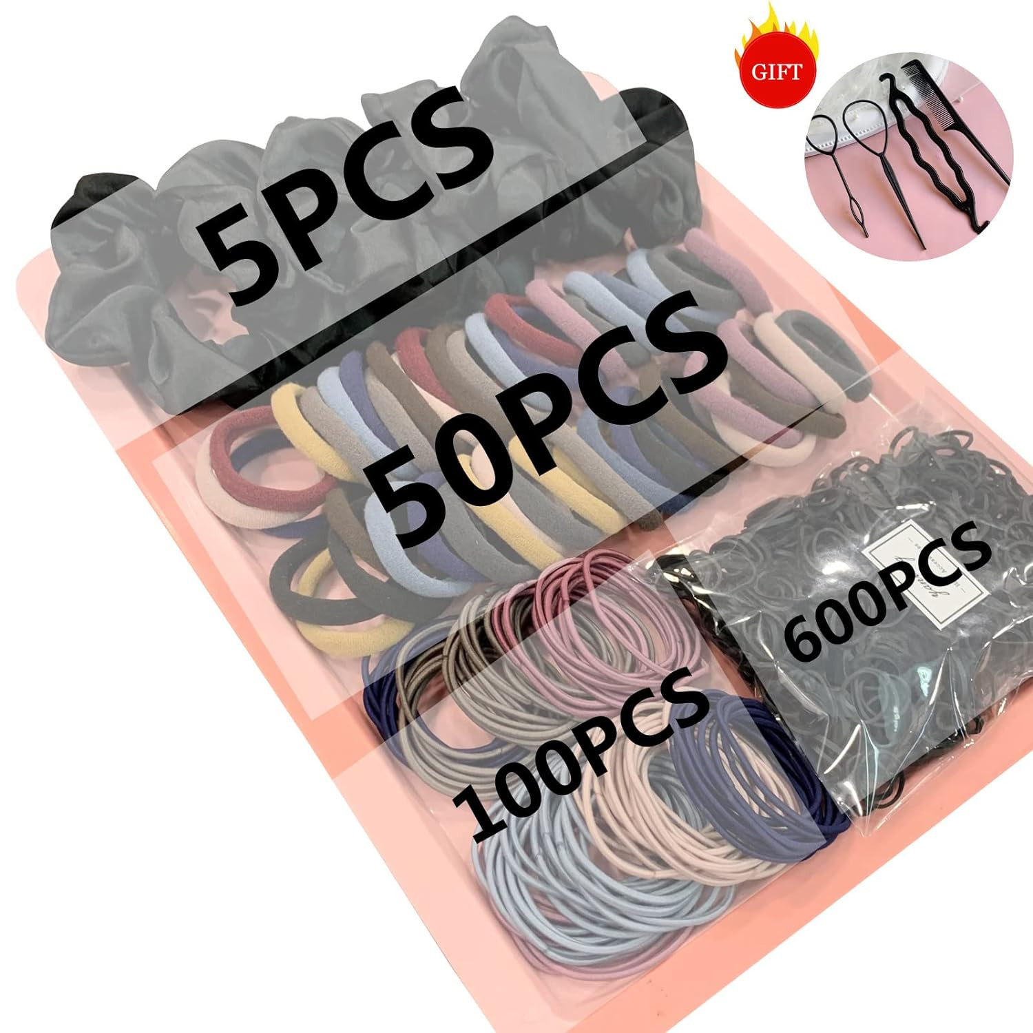 755PCS Hair Accessories for Woman Set Seamless Ponytail Holders Variety Hair Scr