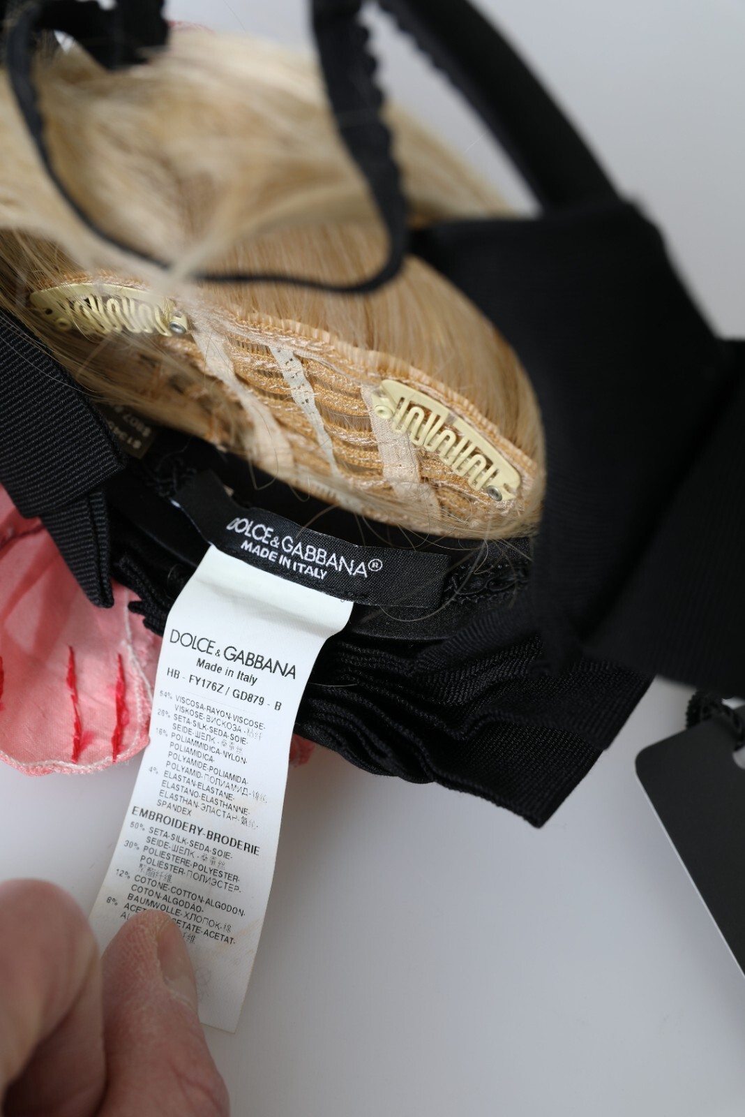 DOLCE & GABBANA Diadem Black Viscose White Hair Parrucchiera Headband 1500usd