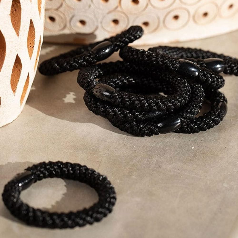Ponytail Holders Set of 8 – Black Hair Ties for Secure, Gentle Hold, Perfect for