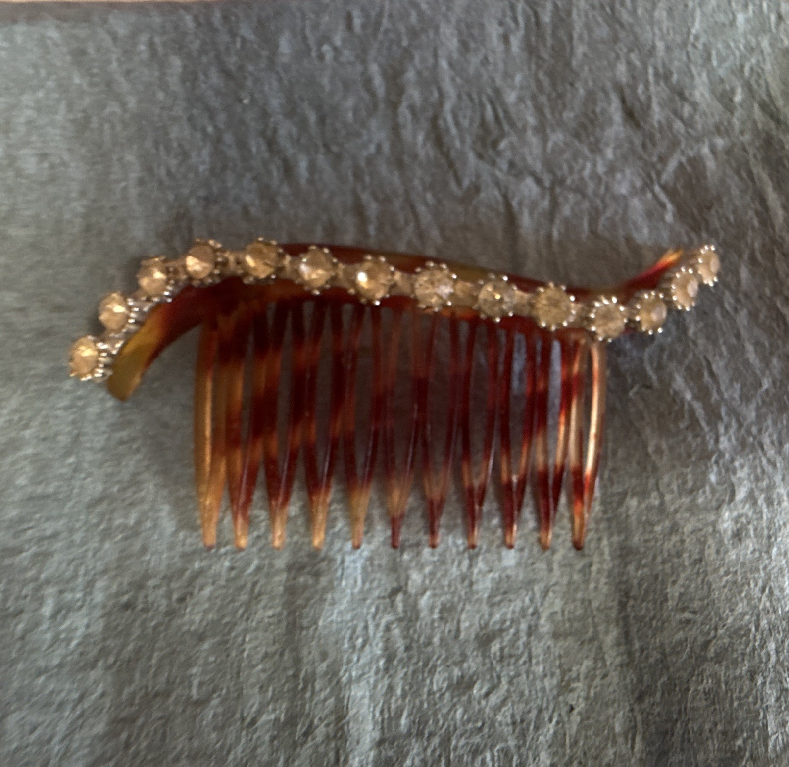 Vintage tortoise Shell Rhinestone Accent Women’s Hair Comb Brown/Gold Plastic