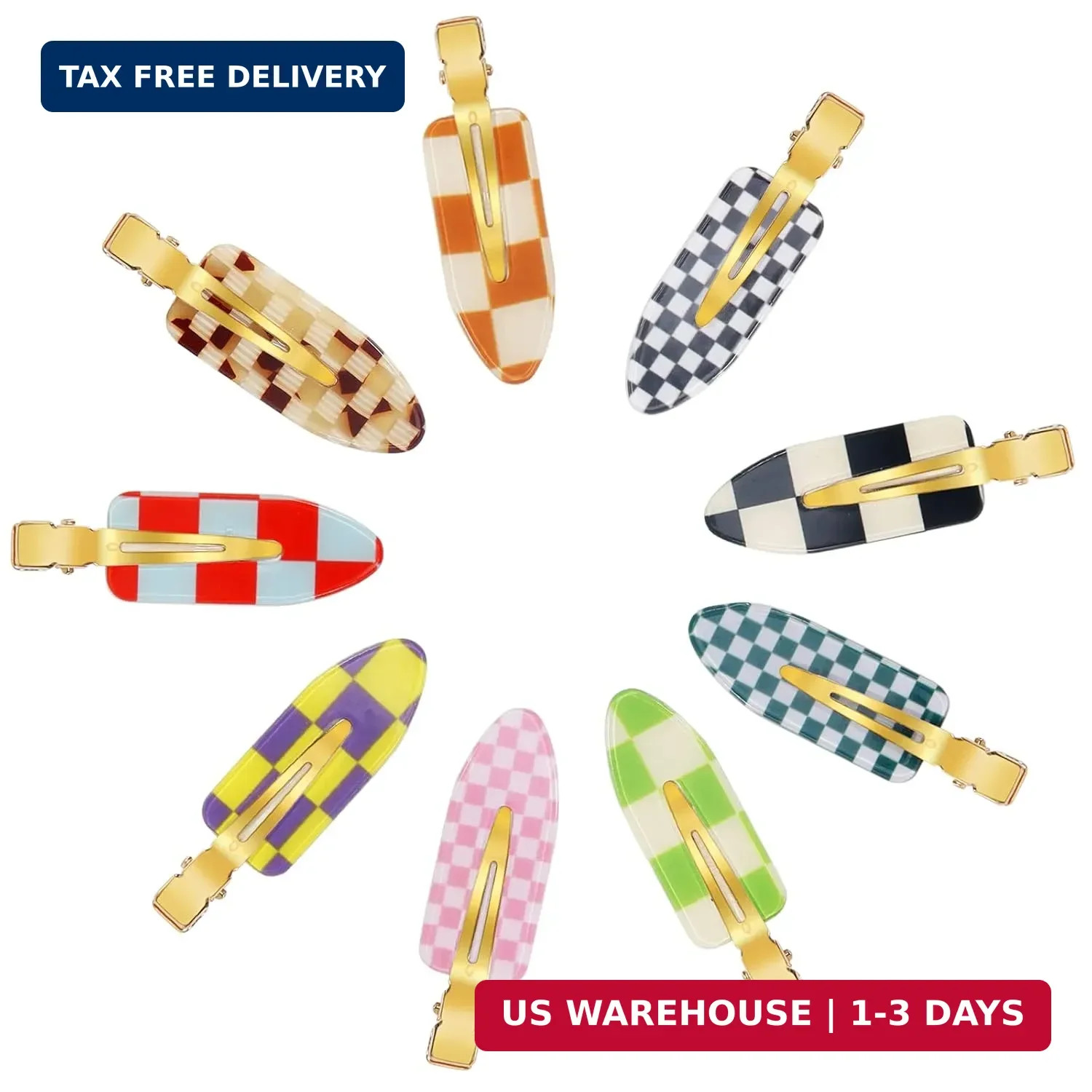9PCS No Bend Hair Clips, Checkerboard No Crease Hair Clips Curl Pins, Acrylic Re