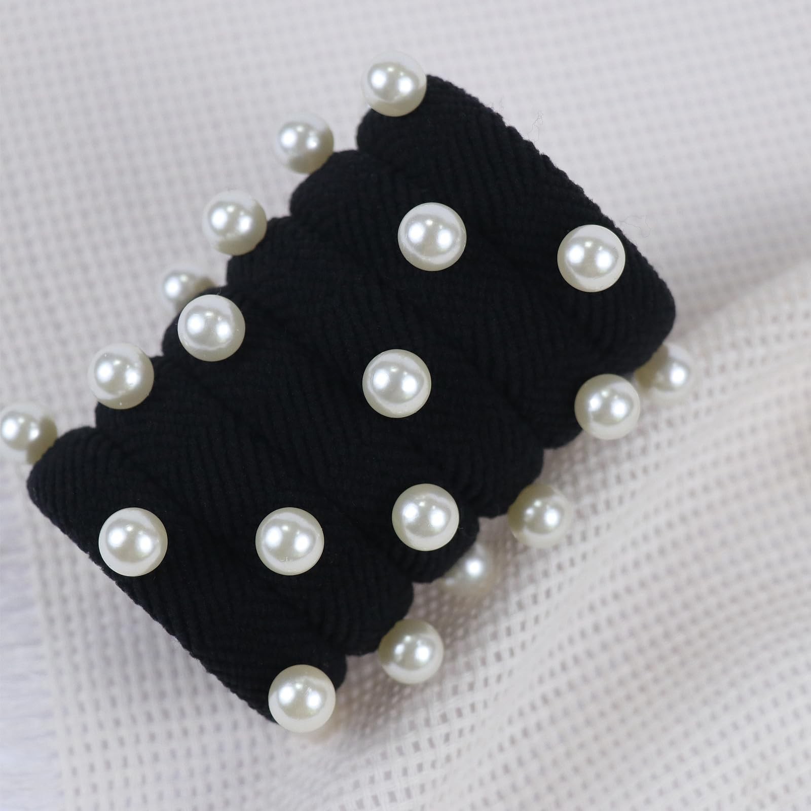 Thick Seamless Pony Holder with Pearls, Rubber Hair Bands for Thick or Curly …