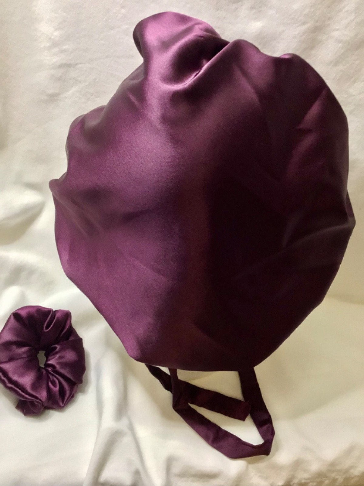 100% Mulberry Silk Hair Bonnet in Burgandy + Free Hair Scrunchie