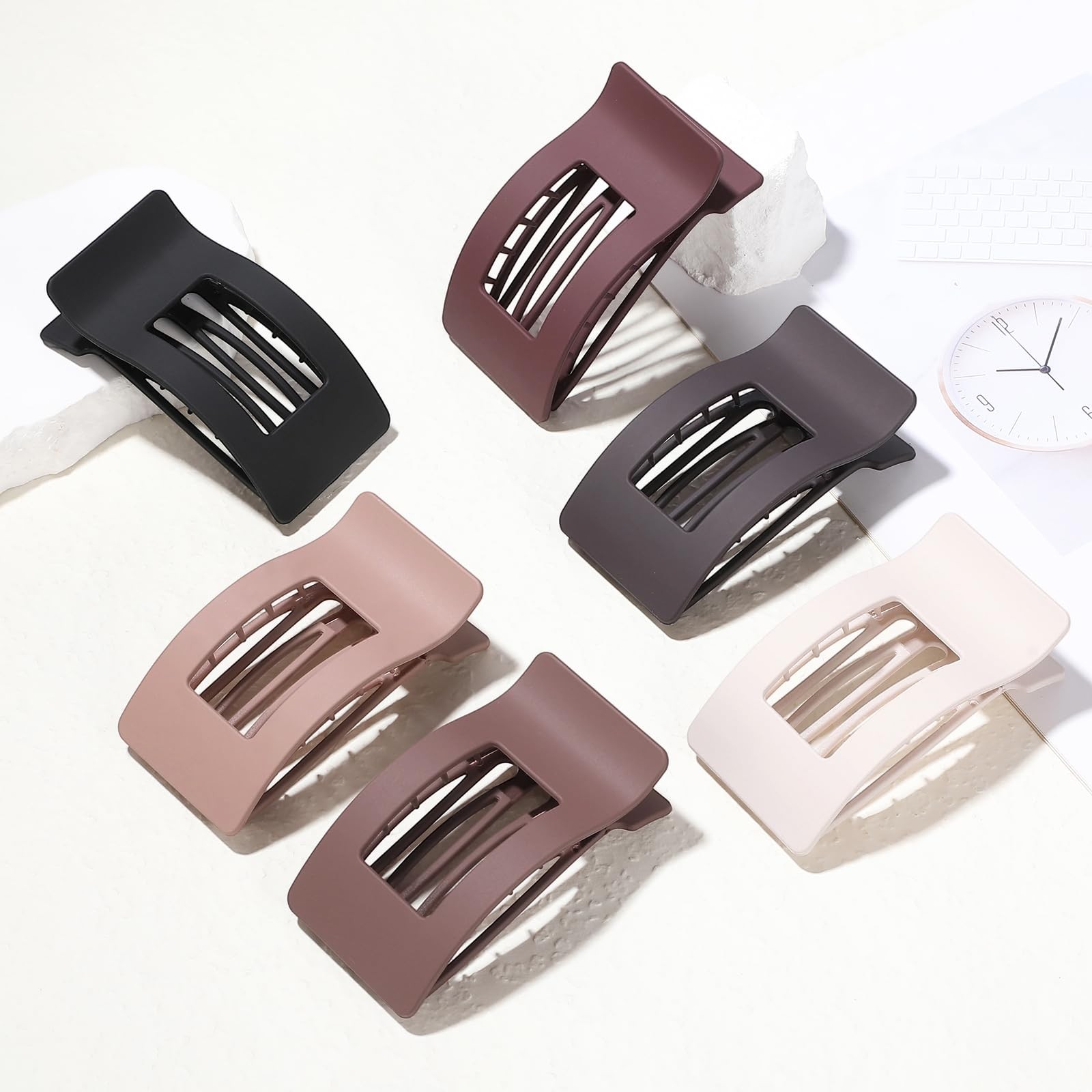 Artchita French Flat Hair Clips for Women 1 Count (Pack of 6), Brown Scarlet