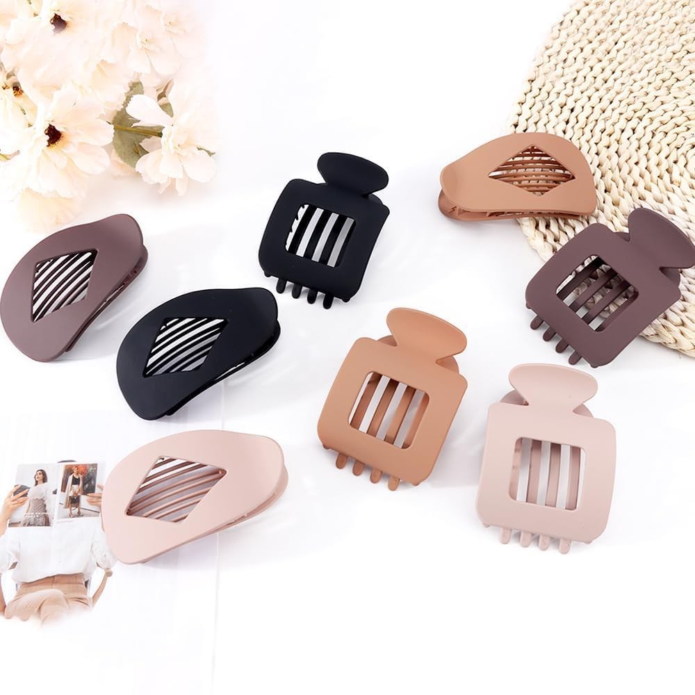2 Pack Oval Flat Hair Claw Clips 1 Count (Pack of 2), multi-color combination