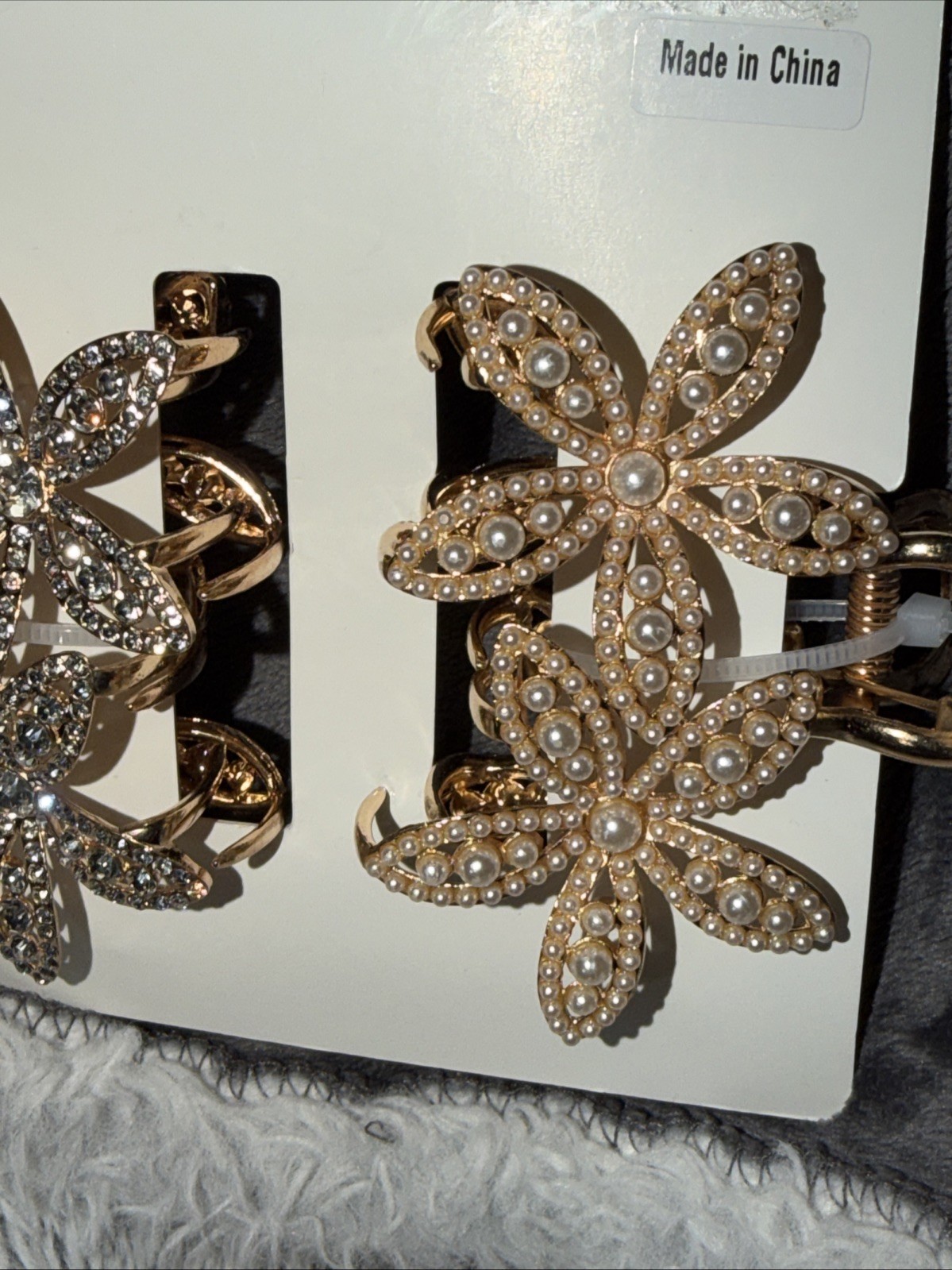 NATASHA HAIR CLIPS 🌺 Faux Pearls & Rhinestones -Lead Compliant -Set of 2