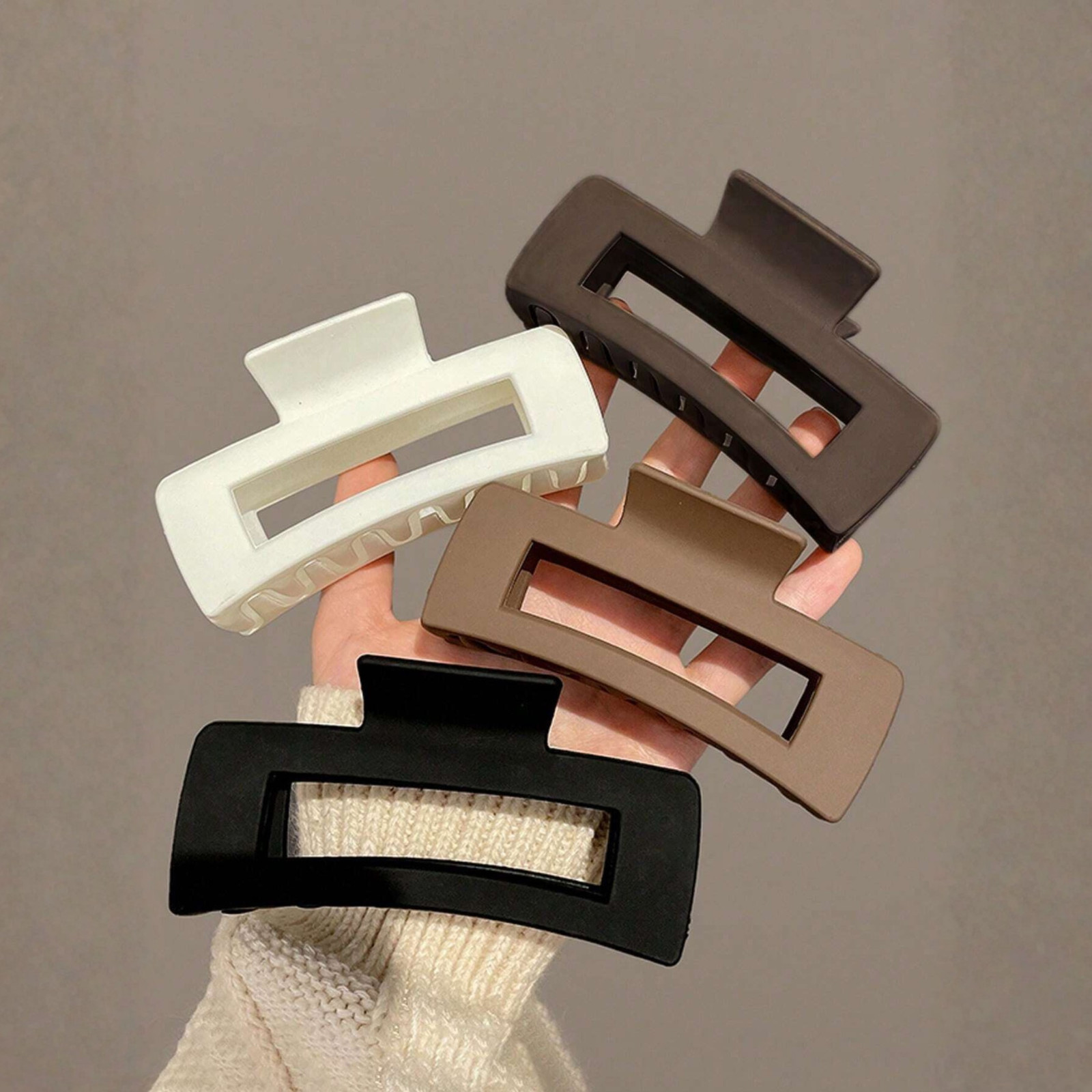 4PCS Large Square Hair Claw Clips Strong Hold Thick Long Curly Hair Accessories