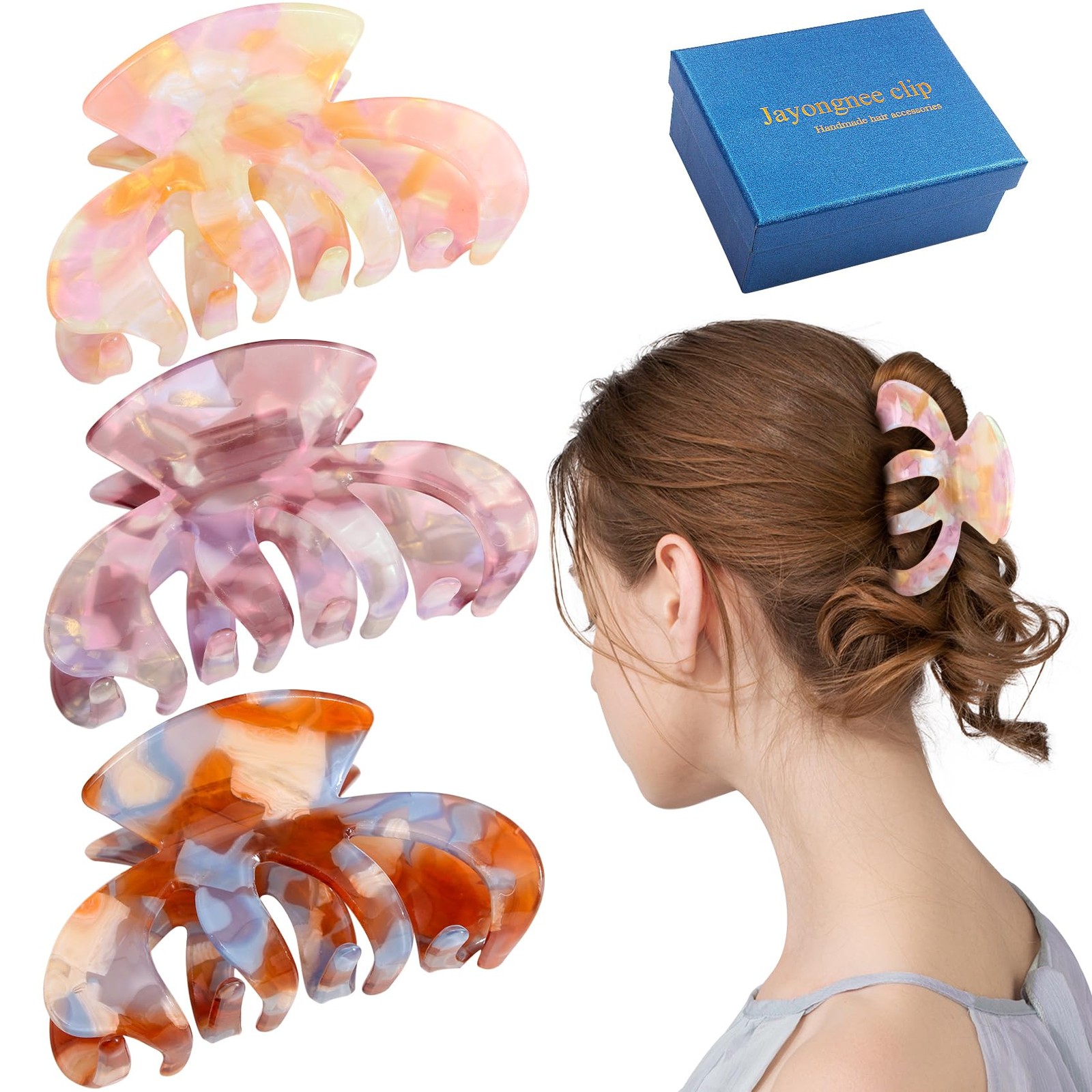 Jayongnee Octopus Claw Clips for Women – 1 Count (Pack of 3), claw clip-B