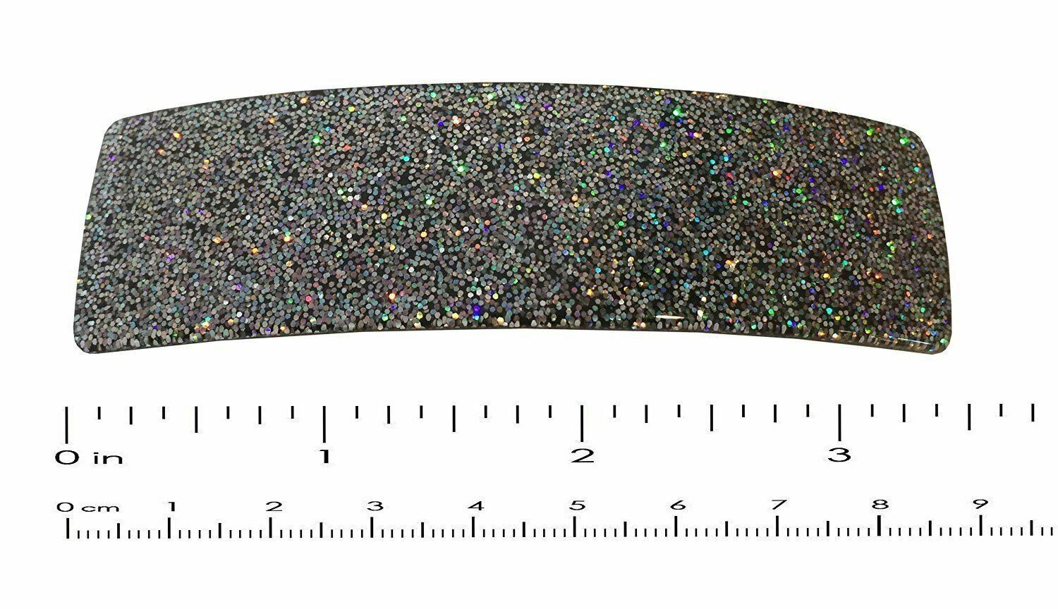 French Amie Medium Sparkling Glitter Wide Celluloid Handmade Hair Clip Barrette