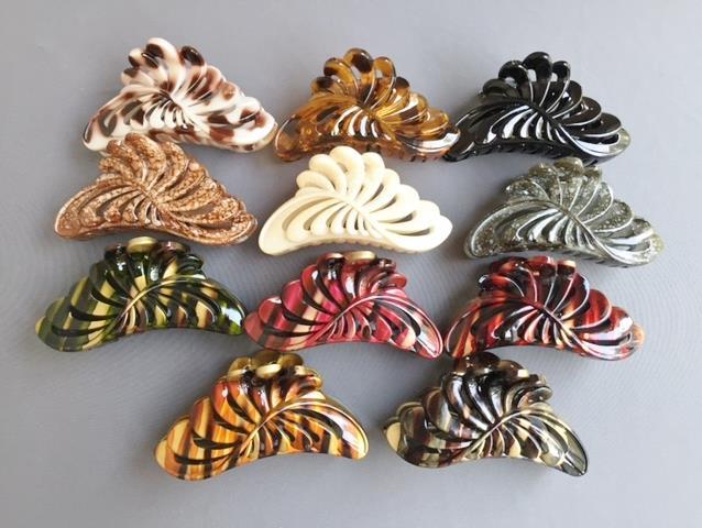 Brown Dk Brown plastic 4.75″ long barrette Big Huge hair clip claw clamp cutout