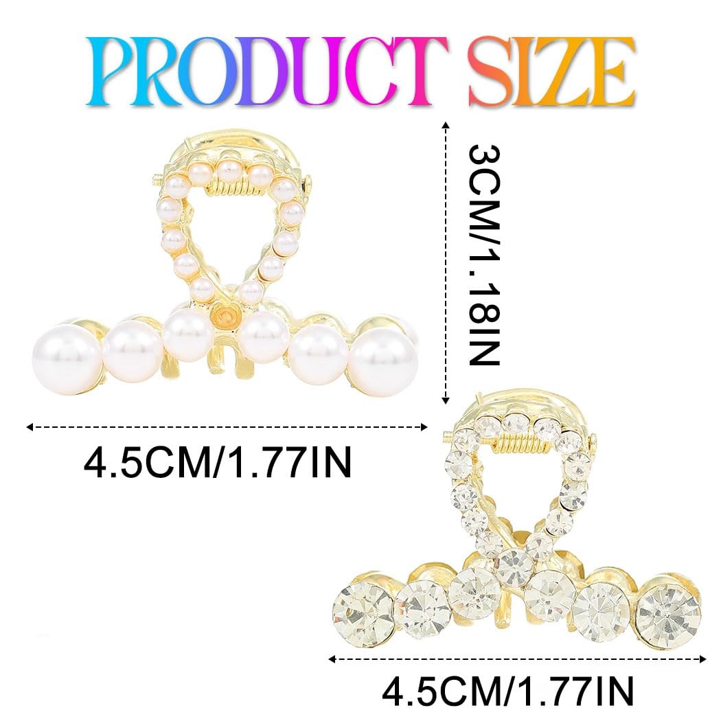CASDRE Metal Pearl Hair Clips Rhinestone 1 Count (Pack of 1), & Crystal