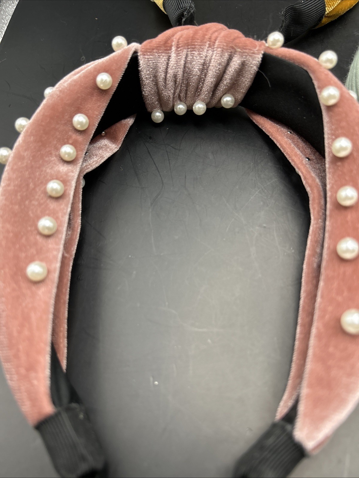 Velvet Faux Pearl Fabric Knotted Headband Lot Set of 5 BB26
