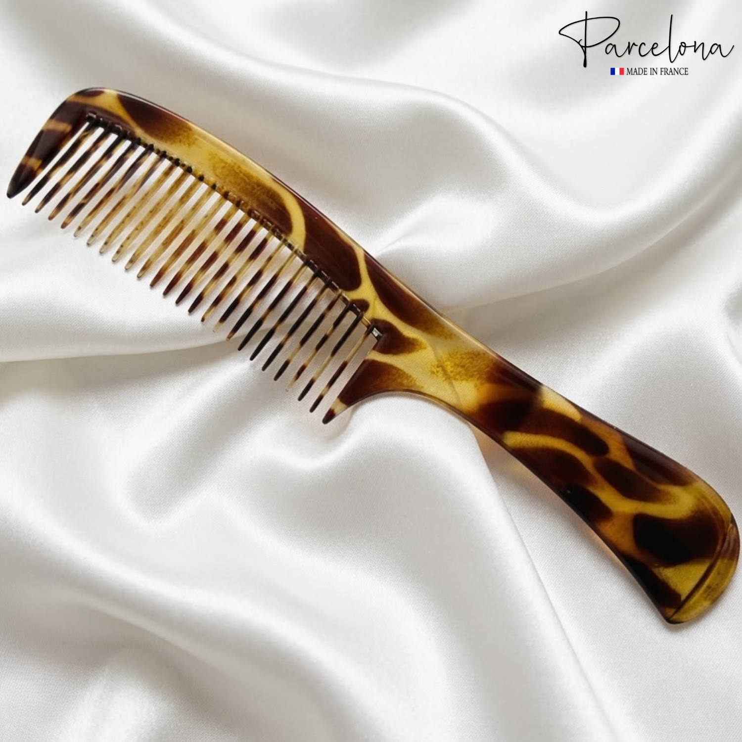 Parcelona French Wide Tooth Detangling Comb Cellulose Acetate Hair Comb Clip