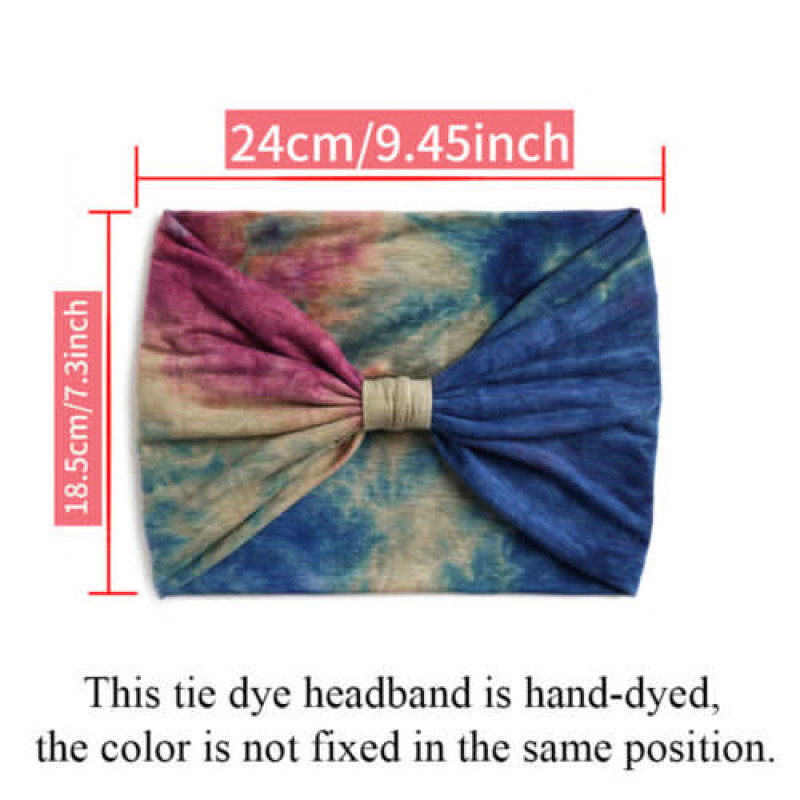 Headband for Women Boho Tie Dye Yoga Wide Knotted Sport Head Wraps Turban