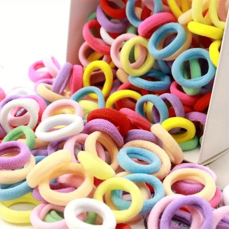 200pcs Vibrant Colorful Elastic Hair Bands for Girls & Women Small Rubber