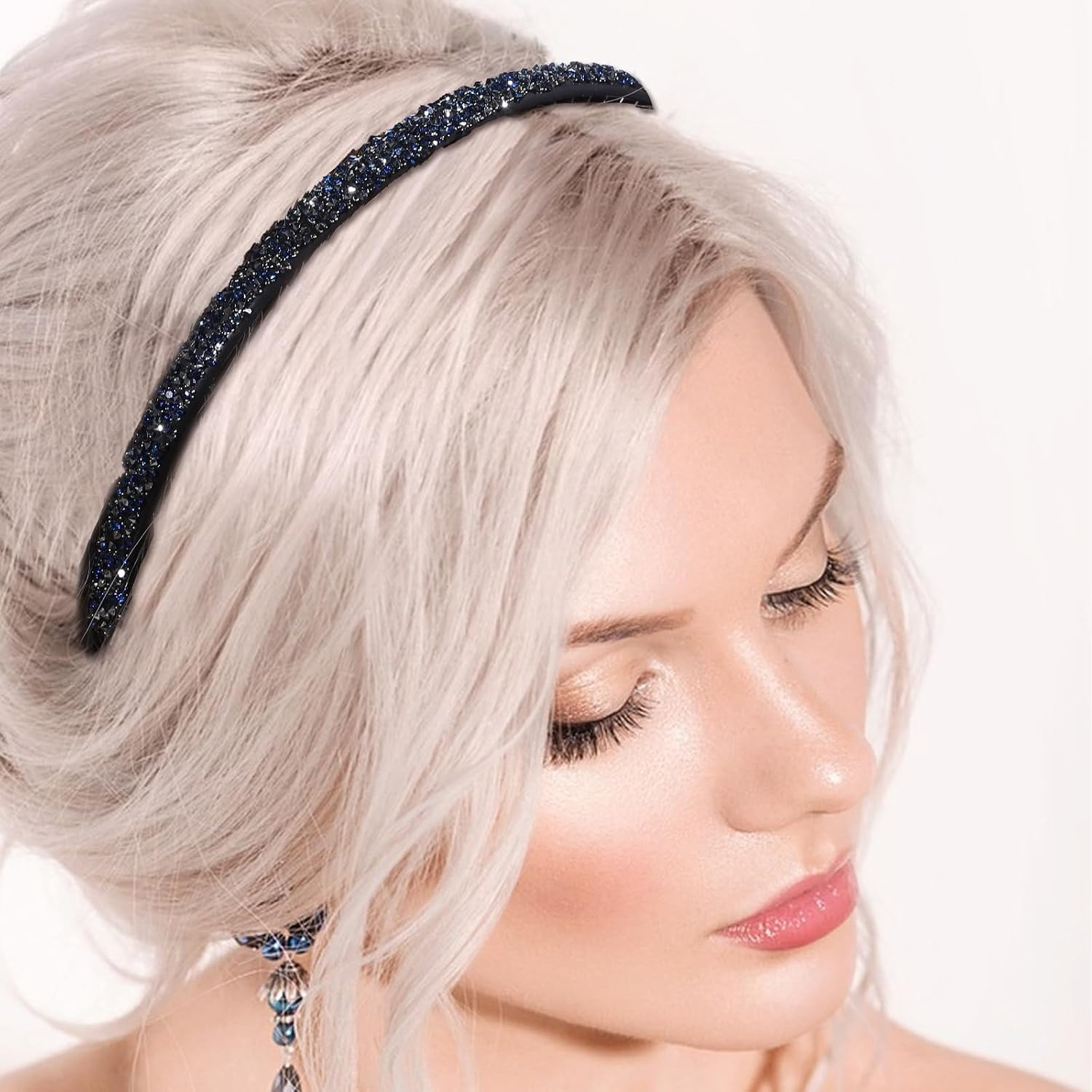 Rhinestone Headband for Women 4 Pcs Christmas Crystal Headband with Teeth Glitte