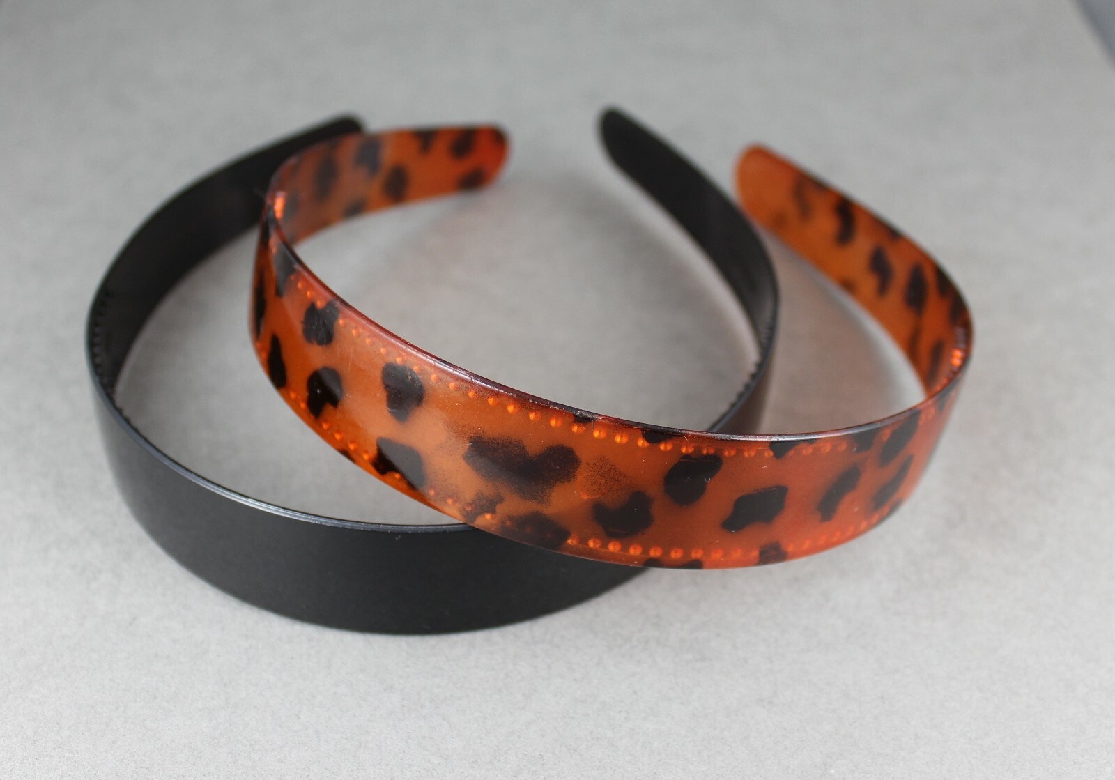 Brown Black set 2 plastic 1″ wide headband hair band grip teeth brown tortoise