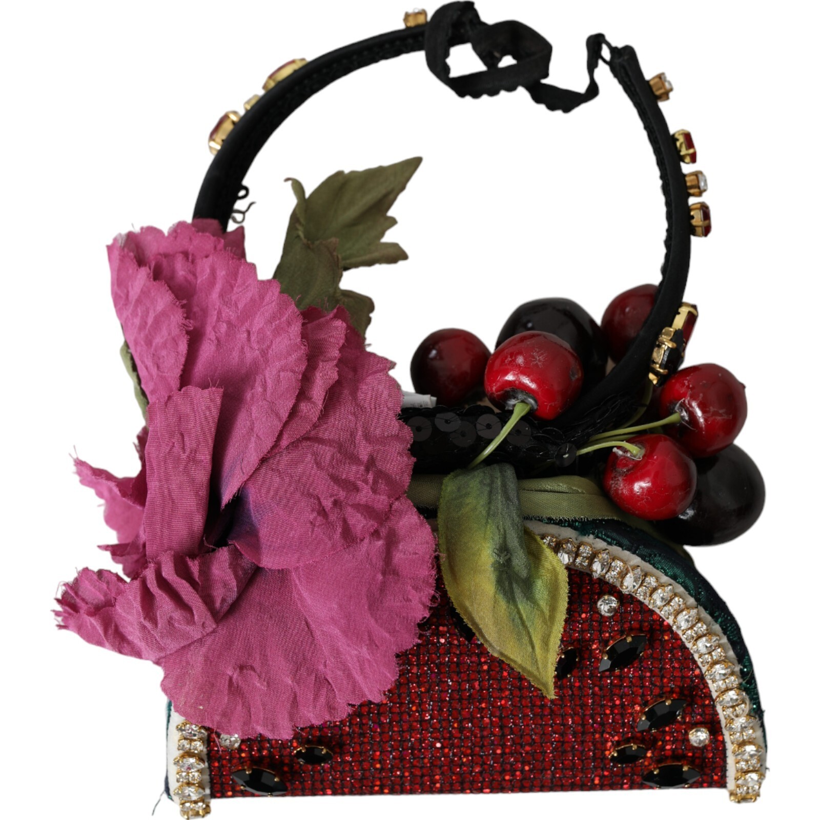 DOLCE & GABBANA Diadem Red Watermelon Cherry Crystal Hairband Statement 3600usd