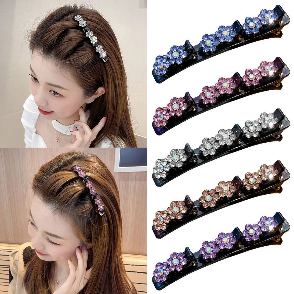 1/4/7x Sparkling Crystal Stone Braided Satin Rhinestone Fabric Easy Hair Clip US